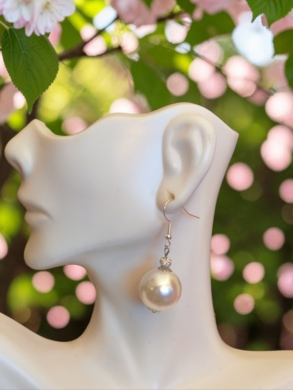 Elegant White Faux Pearl Drop Earrings